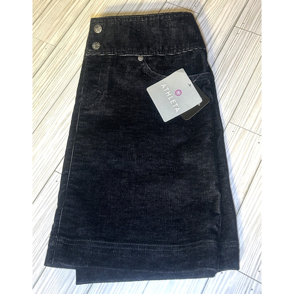 ATHLETA Women's Size 2 Roseville Black Velvet Skirt Zip Pockets small NWT